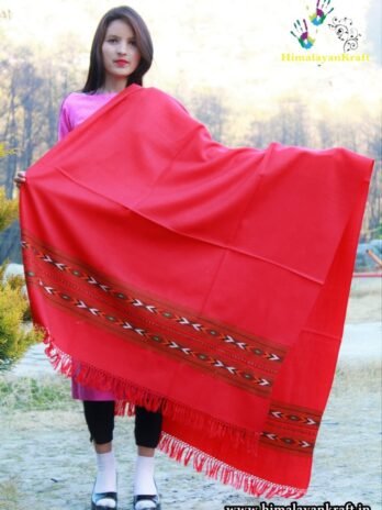 Pure Wool Kullu Shawl (Red)