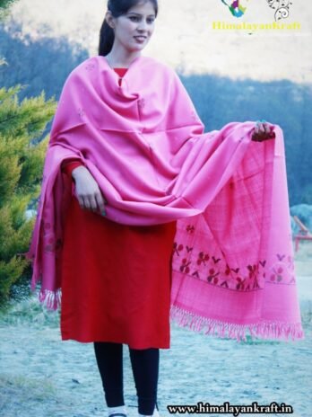 Warm and Soft Pure Wool Kullu Handloom Shawl (Pink)