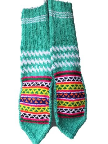 Kullu Hand Knitted Pure Woolen Unisex Socks with Beautiful Embroidery