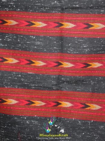 Black Hand Woven Pure Wool Kullu Handloom Stole 3 Patti
