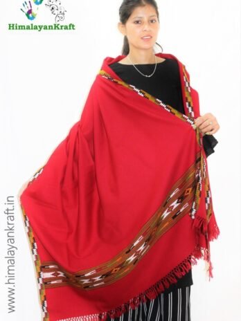 Hand Woven Pure Wool Kullu Handloom Shawl – Red